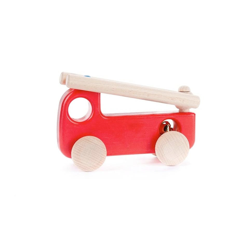 Wooden Fire Truck - Wood Fire Truck Push Toy - Bajo — Oak & Ever