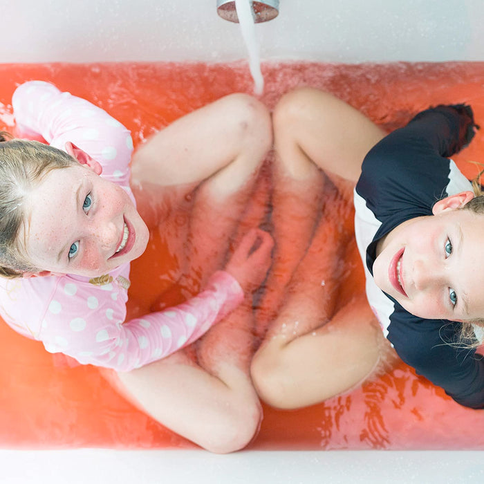 Children bath color transforms the bath water into a colorful