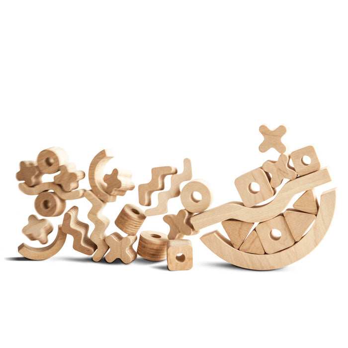 Creative Balancer - Wooden Shape Balancing Game- Natural – BABAI Toys