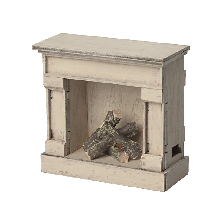 Mouse Fireplace - White Mouse Fireplace (lights up) - Maileg