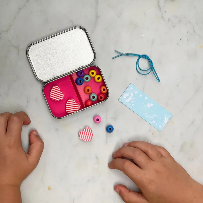 Heart Bracelet Kit - Bracelet Making Kit - Wooden Beads - Kids Beading Craft Kit