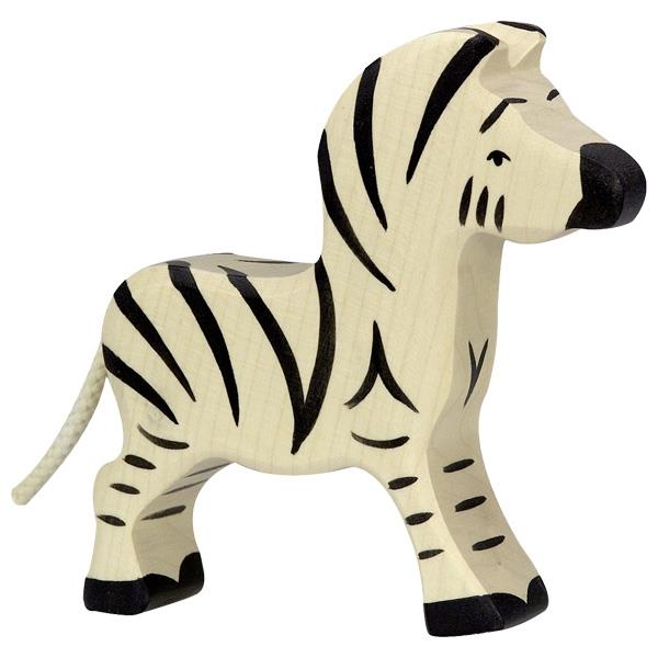 HOLZTIGER - Wooden Animal - Small Zebra (White Tail)