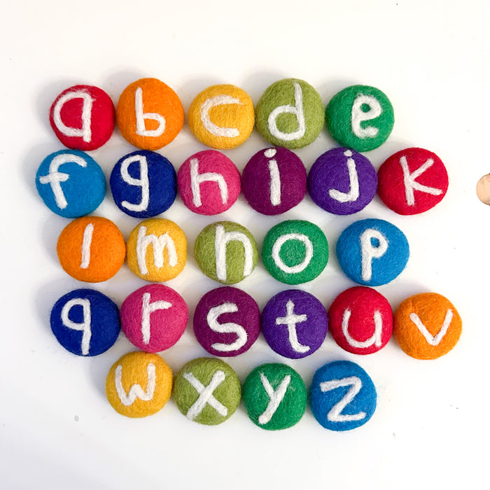 Lowercase Coins - Alphabet Felted Coins - Rainbow Brights