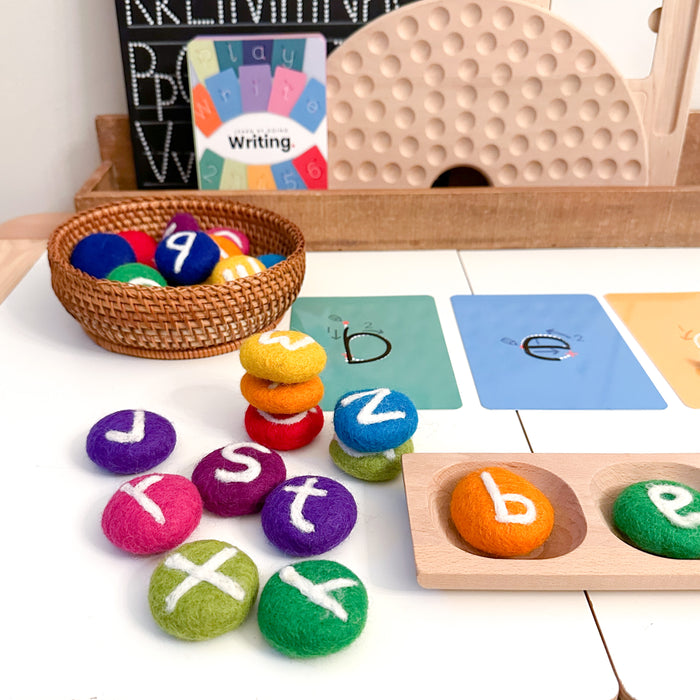 Lowercase Coins - Alphabet Felted Coins - Rainbow Brights