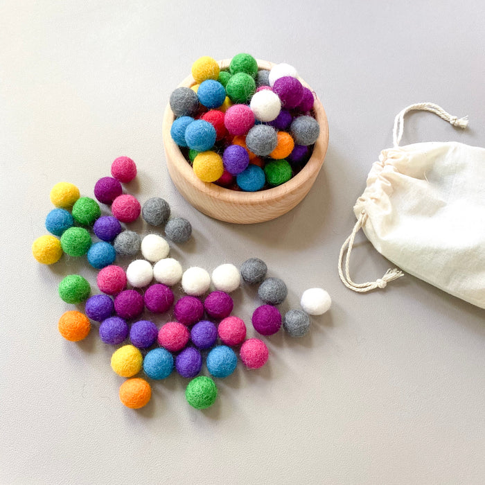 Felt Balls 12 Colors / 1 Inch Balls / Felt Pom Poms / Wool Balls / Color  Sorting Balls / Wool Balls / Sensory Balls / Montessori Balls / 