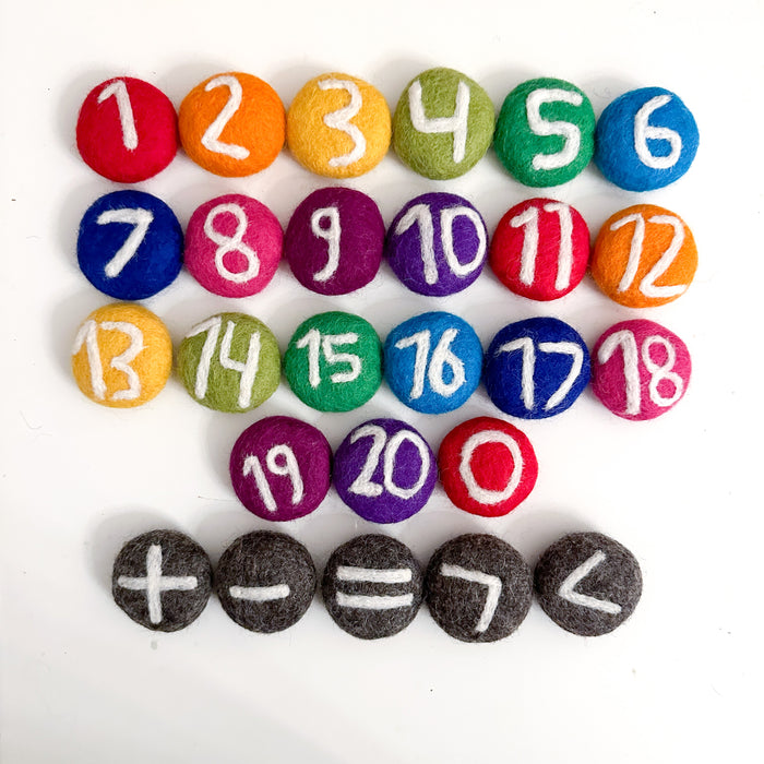 Counting Coins - Number Felted Coins - Rainbow Brights