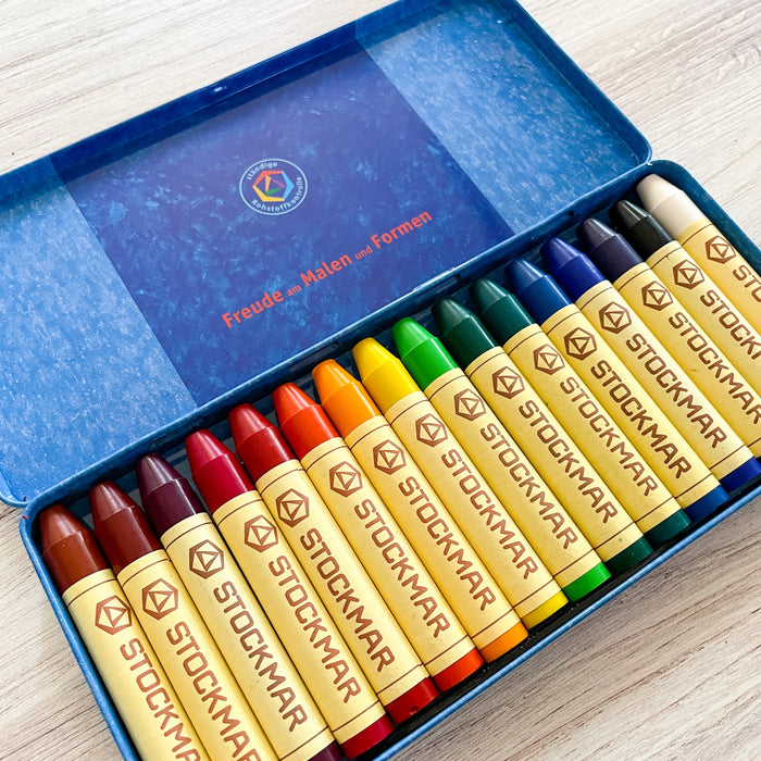 Stockmar Bees Wax Crayons in a Tin Case 16 Colors 窶� Oak  Ever