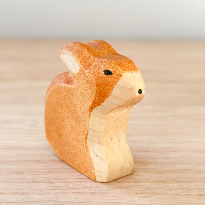 Light Brown Rabbit sitting  - Hand Painted Wooden Animal - HolzWald