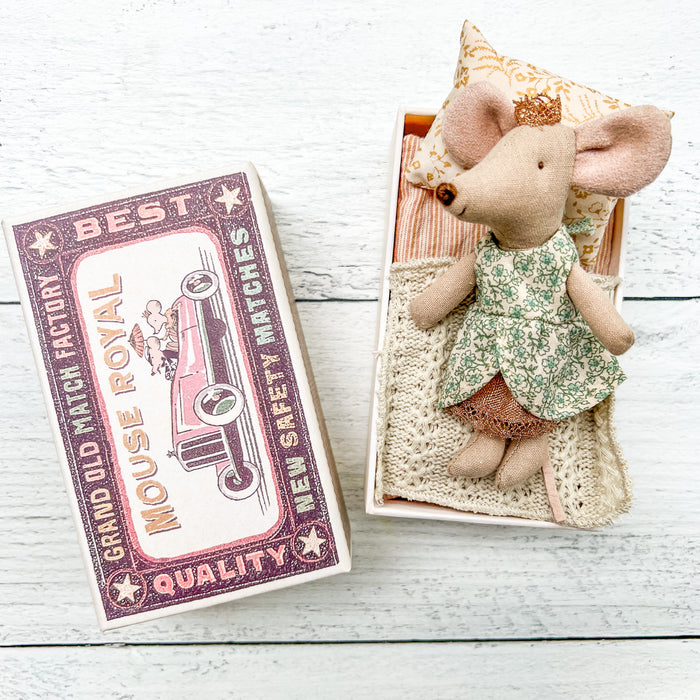 Little Sister Mouse in a Match Box - Princess Little Sister Mouse - Maileg
