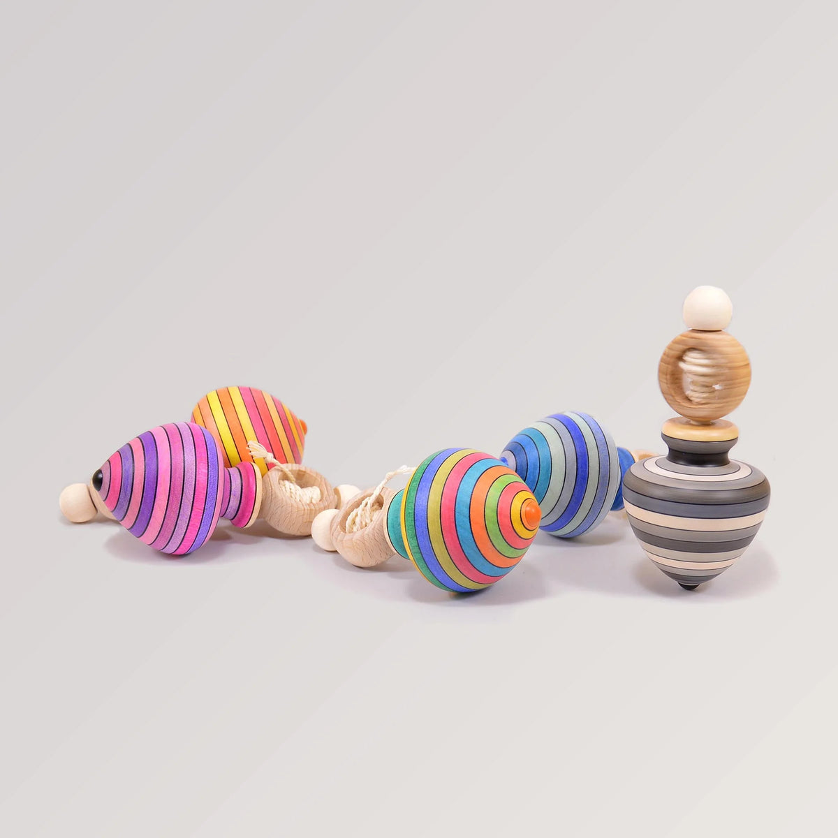 3 Trees Spinning Tops with Stand - Mader - 3 pack of wooden spinners ...