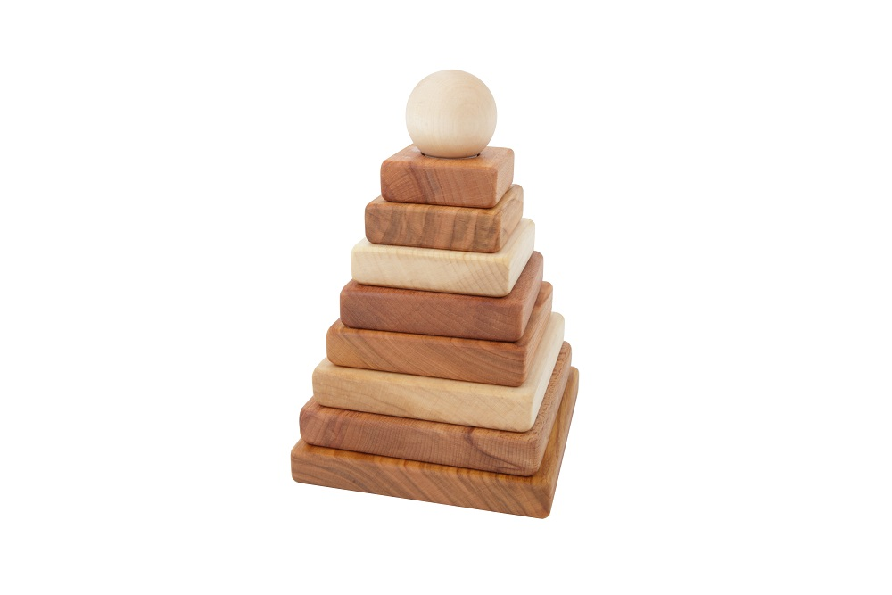 Natural Pyramid Stacker - Square  - Wooden Story
