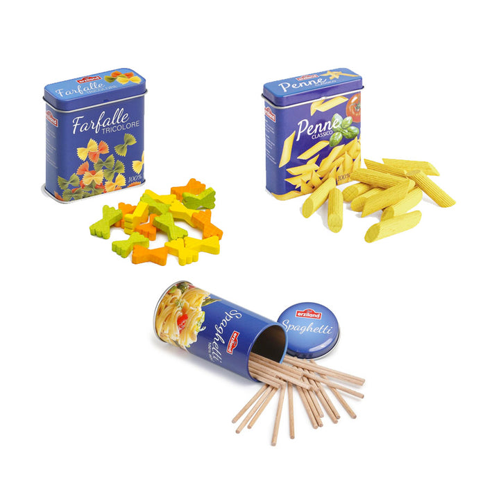 Pasta in A Tin Penne, Farfalle, Spaghetti Play Foods Erzi