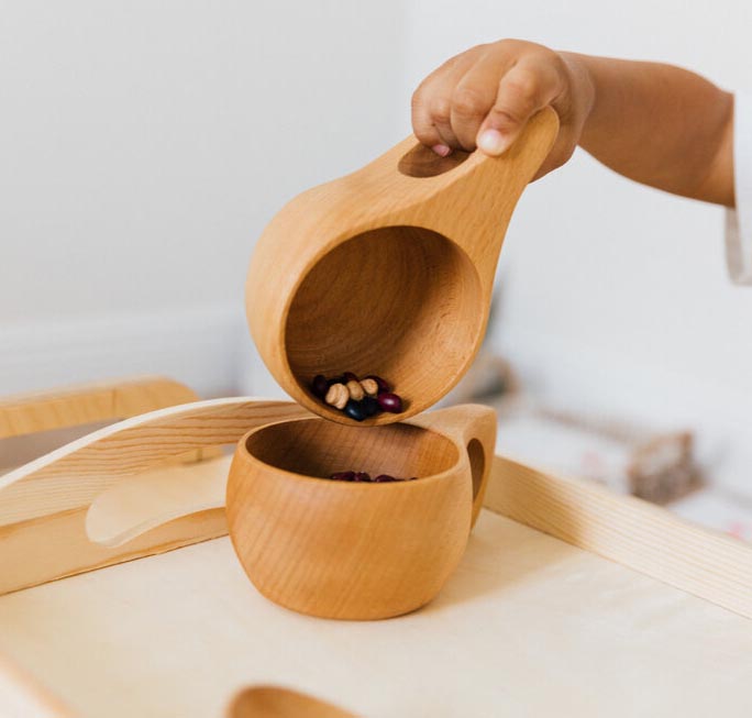 Wooden Pouring Cups Set - Natural Playbox
