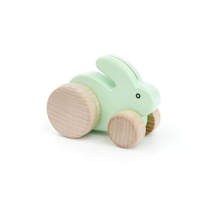 Small Hopping Rabbit - Mint - Wooden Push Toy - Bajo