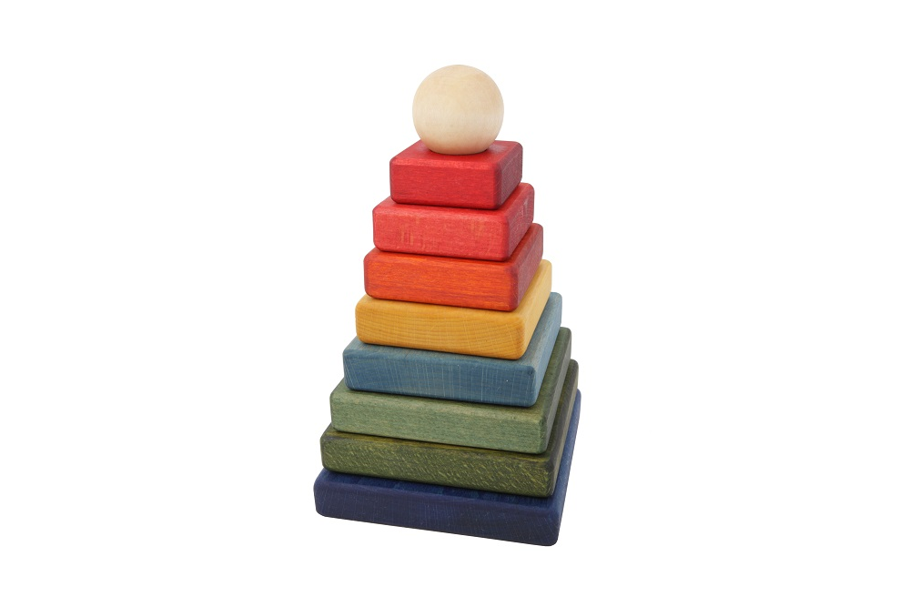 Rainbow Pyramid Stacker - Square  - Wooden Story