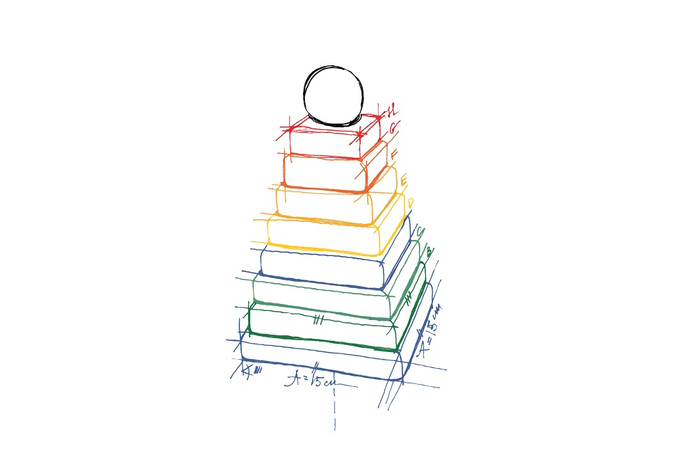 Rainbow Pyramid Stacker Square Wooden Story Oak Ever