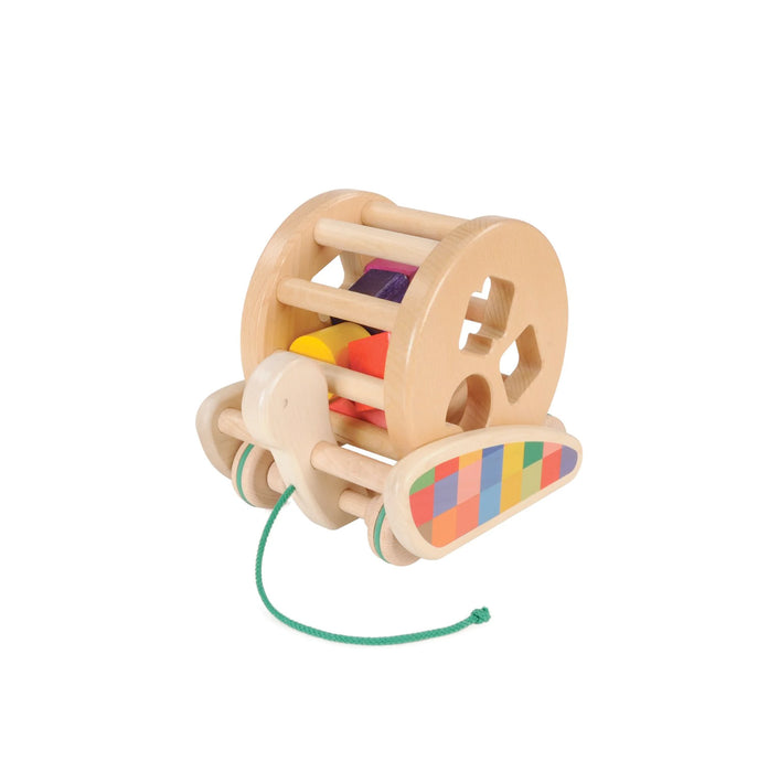 Wooden Snail Sorter - Natural Wooden Sorter Roller Pull Toy - Bajo