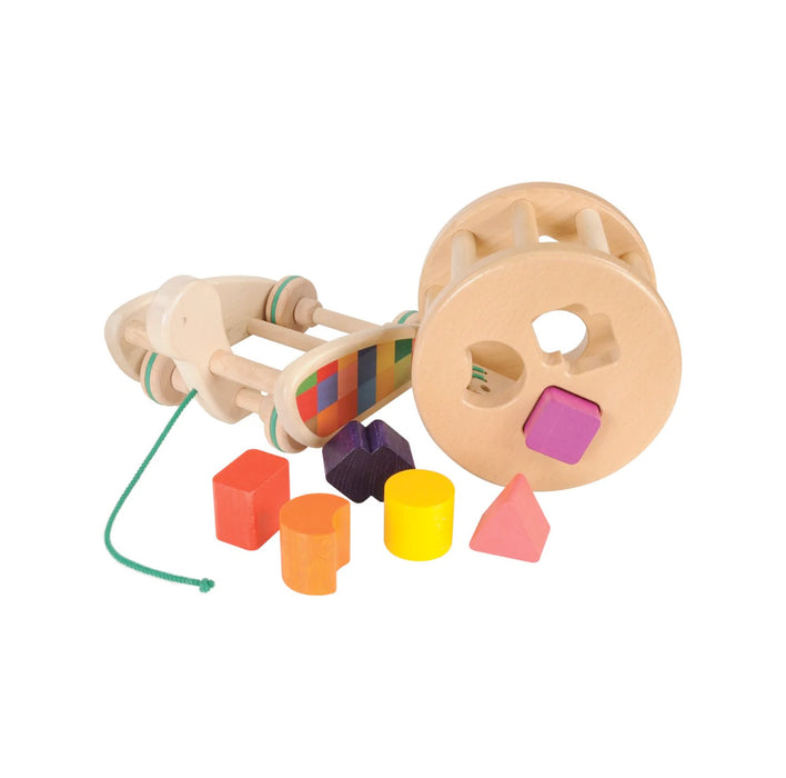 Wooden Snail Sorter - Natural Wooden Sorter Roller Pull Toy - Bajo