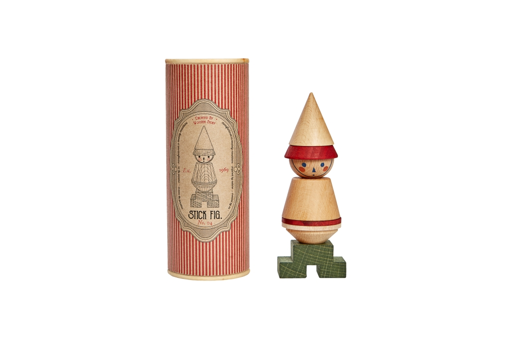 Stick Fig Stacking Figure - Number 04 (Red) - Wooden Story