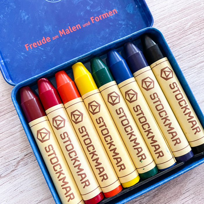 Stockmar Bees Wax Crayons in a Tin Case - 8 Stick Crayons - Standard Mix
