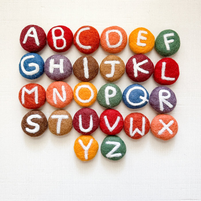 Uppercase Coins - Alphabet Felted Coins - Earth Tone Colors